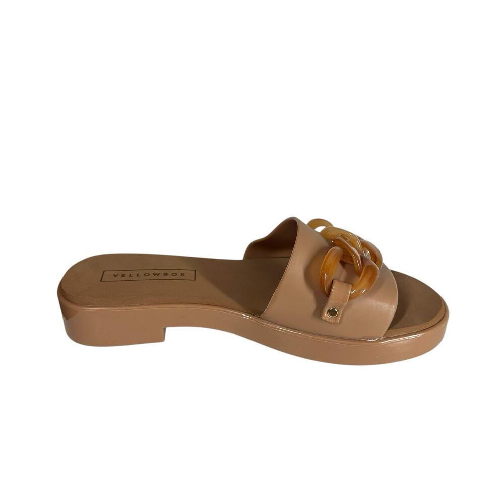 Yellow Box Aulani Jelly Slides Sandals Womens 7 Nude Almond Tan Resin Chain - Picture 8 of 12